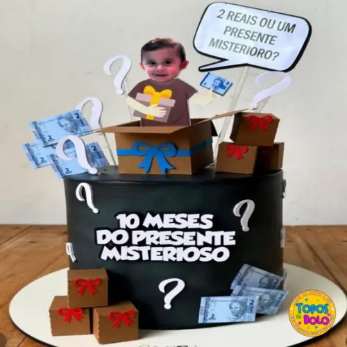 Arquivo de Corte Topo de Bolo Presente Misterioso