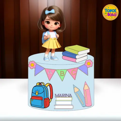 Arquivo de Corte Topo de Bolo Abc Escolar Menina 01