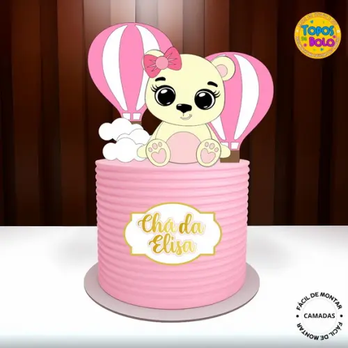 Arquivo de Corte Topo de Bolo Urso Menina Rosa