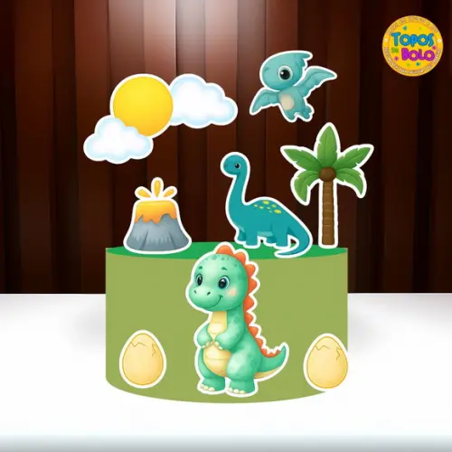 Arquivo de Corte Topo de Bolo Dino Menino 01