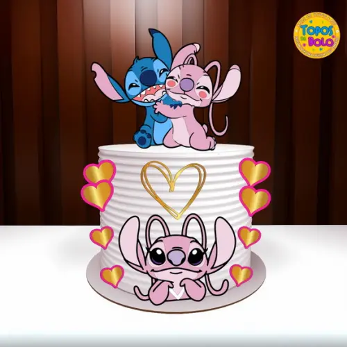 Arquivo de Corte Topo de Bolo Stitch e Angel Camadas