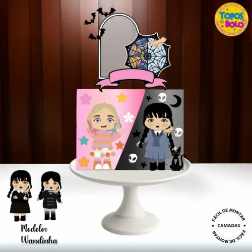 Arquivo de Corte Topo de Bolo Wandinha e Enid 01