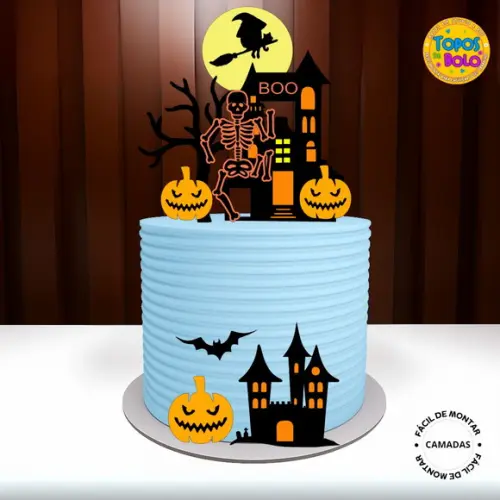 Arquivo de Corte Topo de Bolo Halloween Laranja e Preto