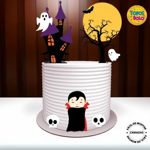 Arquivo de Corte Topo de Bolo Halloween Drácula 01