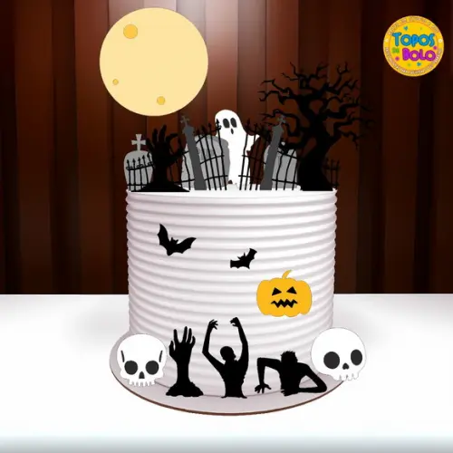 Arquivo de Corte Topo de Bolo Halloween Cemitério