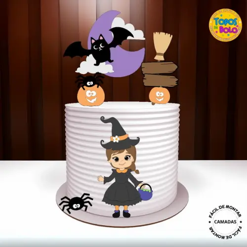 Arquivo de Corte Topo de Bolo Halloween Bruxinha 03