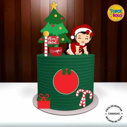 Arquivo de Corte Topo de Bolo Menina Natal 01