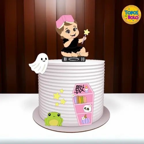Arquivo de Corte Topo de Bolo Bebê com Livro Halloween