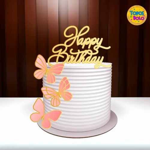 Arquivo de Corte Topo de Bolo Happy com Borboletas 02