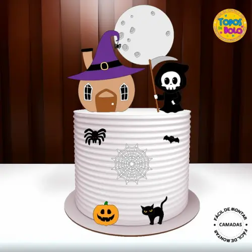 Arquivo de Corte Topo de Bolo Caveirinha Casinha