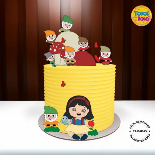 Arquivo de Corte Topo de Bolo Branca de Neve Anões