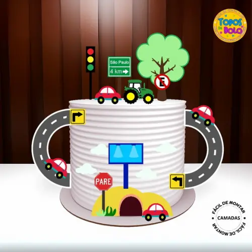 Arquivo de Corte Topo de Bolo Carrinhos 04