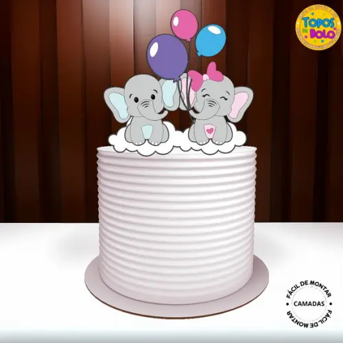 Arquivo de Corte Topo de Bolo Baby Elephants