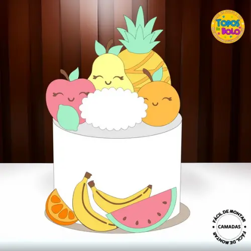 Arquivo de Corte Topo de Bolo Frutas Kawai