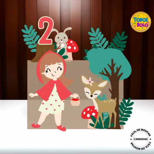 Arquivo de Corte Topo de Bolo Chapeuzinho Vermelho Bosque