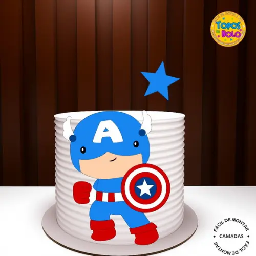 Arquivo de Corte Topo de Bolo Capitão América Cute