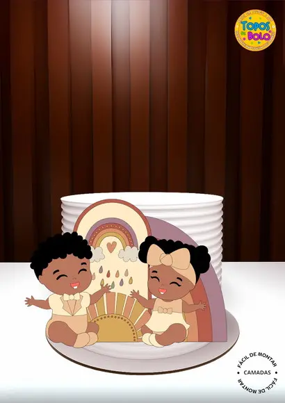 Arquivo de Corte Topo de Bolo Bebês Afro