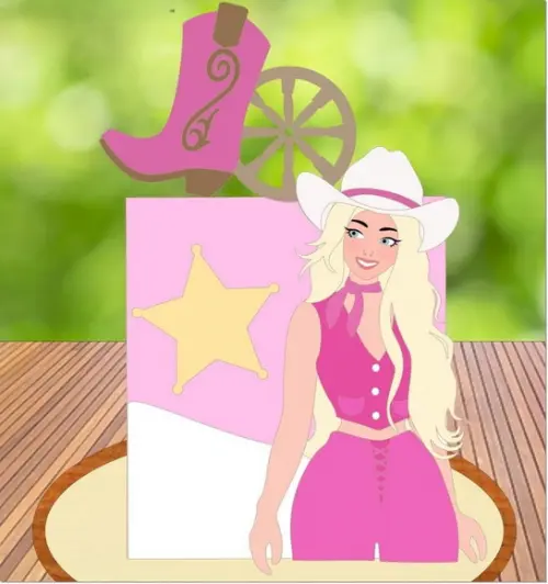 Arquivo de Corte Topo de Bolo Barbie Cowlgirl