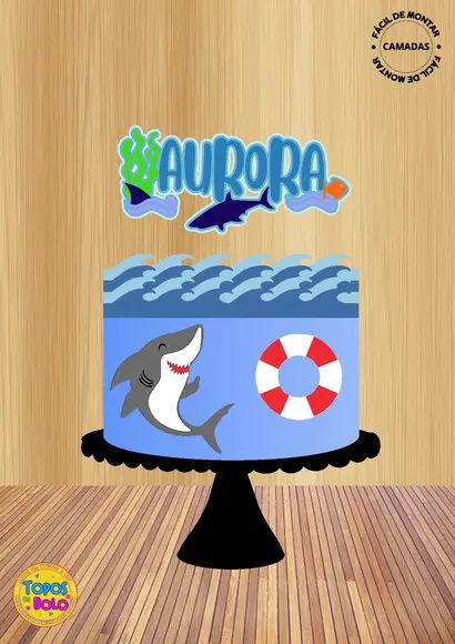 Arquivo de Corte Topo de Bolo Tubarao Camadas