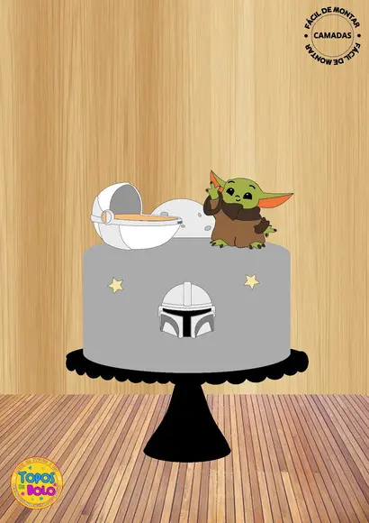 Arquivo de Corte Topo de Bolo Grogu Yoda