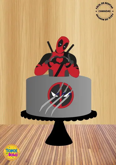 Arquivo de Corte Topo de Bolo Deadpool Camadas