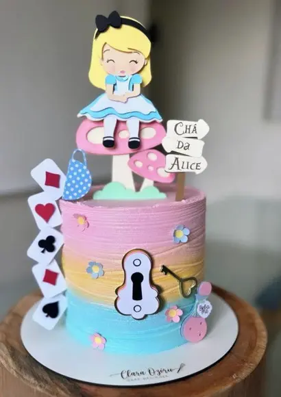 Topo de Bolo Alice País das Maravilhas Cute 2