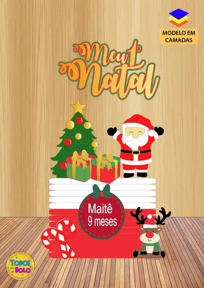 Topo de Bolo Noel Natal Feliz