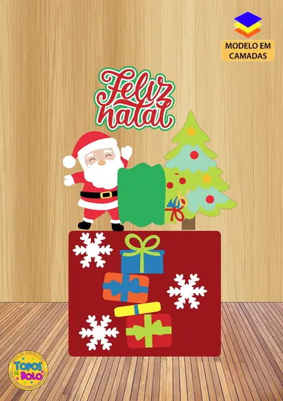 Topo de Bolo Papai Noel Saco de Presentes