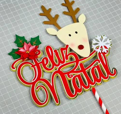 Arquivos de Corte Topo de Bolo Rena Feliz Natal 01