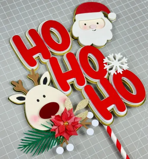 Arquivos de Corte Topo de Bolo Noel e Rena Ho Ho Ho