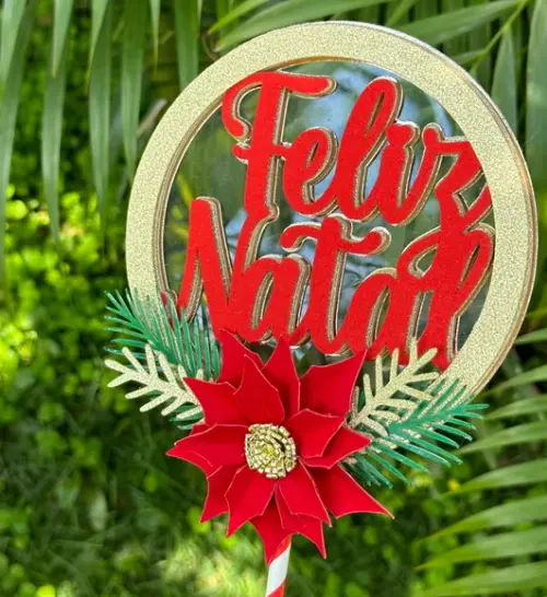 Arquivos de Corte Topo de Bolo Feliz Natal Flor 01