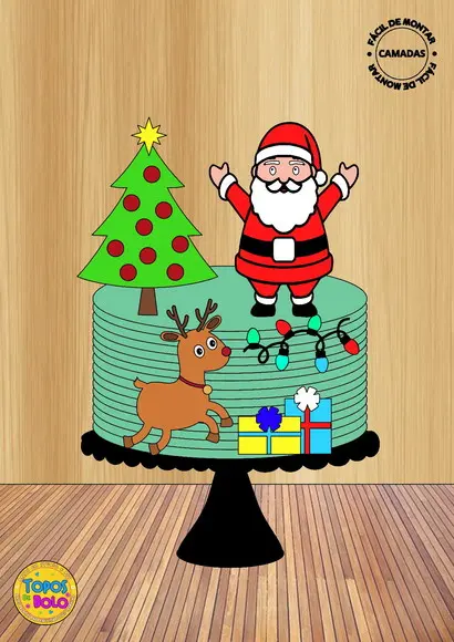 Arquivo de Corte Topo de Bolo Natal Noel Feliz