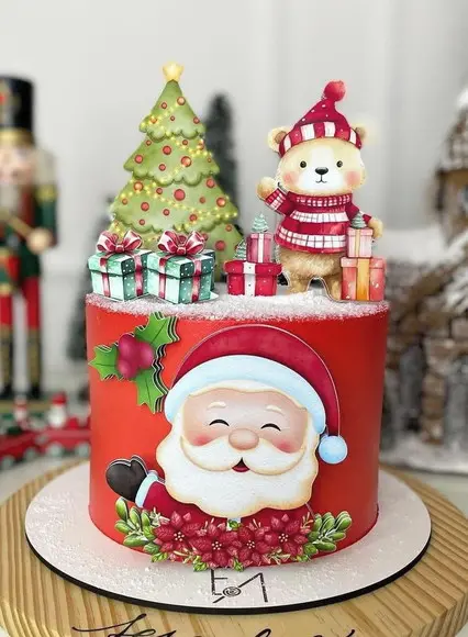 Arquivo de Corte Topo de Bolo Natal Noel Aquarela