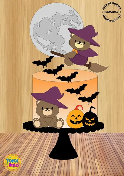 Arquivos de Corte Topo de Bolo Ursos Halloween