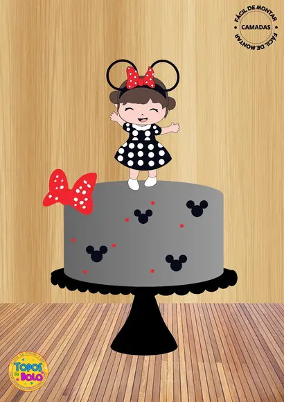 Arquivos de Corte Topo de Bolo Minnie Menina Lacinho
