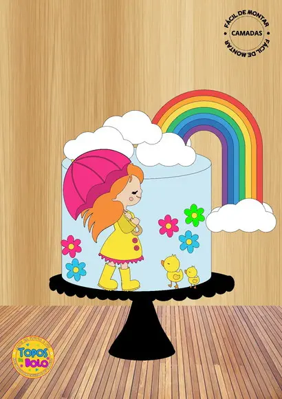 Arquivos de Corte Topo de Bolo Chuva de Cores