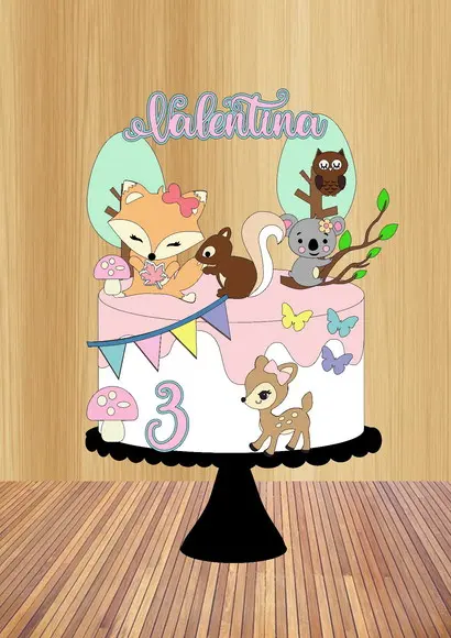 Arquivos de Corte Topo de Bolo Bosque Animais