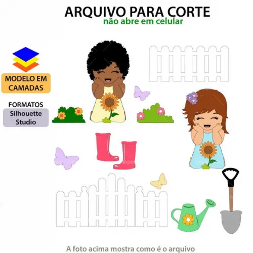 Arquivos de Corte Topo de Bolo Jardim Meninas Camadas