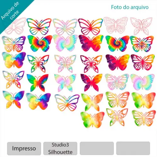 Arquivos de Corte Topo de Bolo Borboletas Coloridas