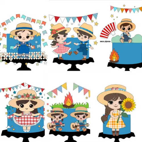 Coleção Topo de Bolo Festa Junina Camadas