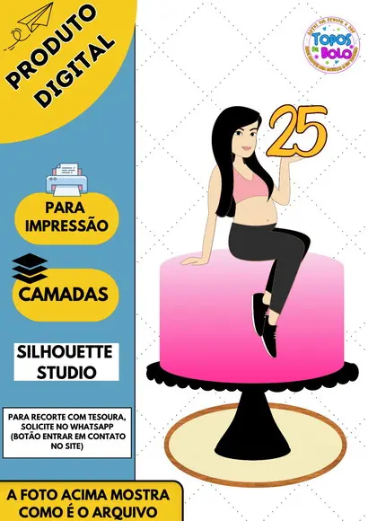 Arquivo de Corte Topo de Bolo Gravida Sentada 01