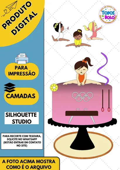 Arquivo de Corte Topo de Bolo Ginastas
