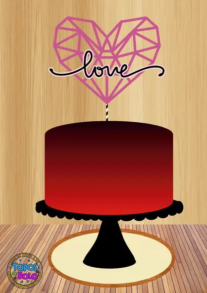 Arquivo de Corte Topo de Bolo Love Poligonal