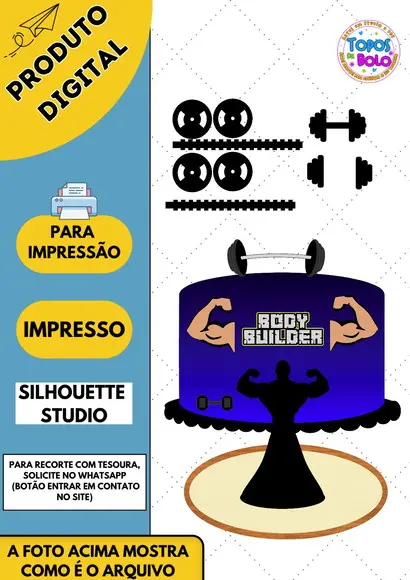 Arquivo de Corte Topo de Bolo Bodybuilder