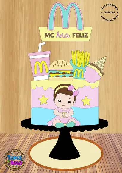 Arquivo de Corte Topo de Bolo Mac Rosa Menina