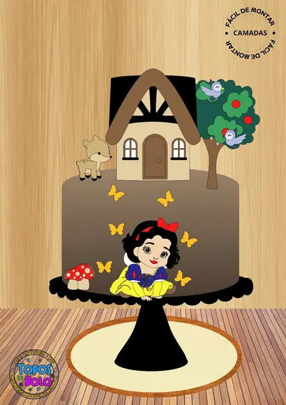 Topo de Bolo Branca de Neve Baby Sentada