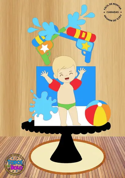 Arquivo de Corte Topo de Bolo Water Gun Boy