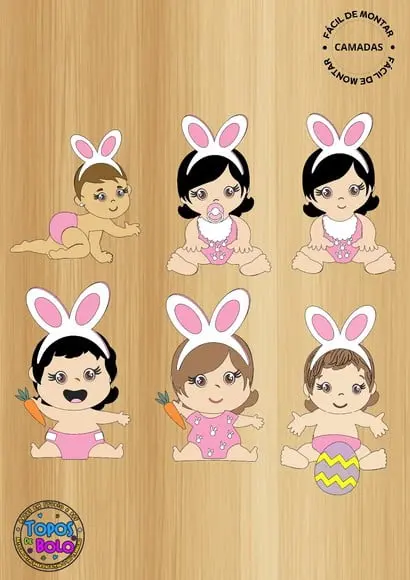 Arquivo de Corte Topo de Bolo Menina Páscoa Varios