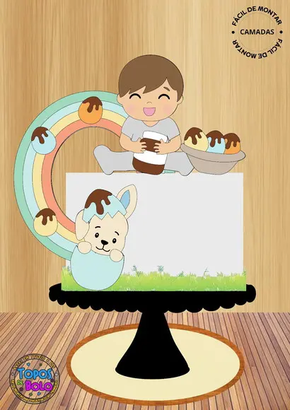 Arquivo de Corte Topo de Bolo Bebê com Nutella Pascoa