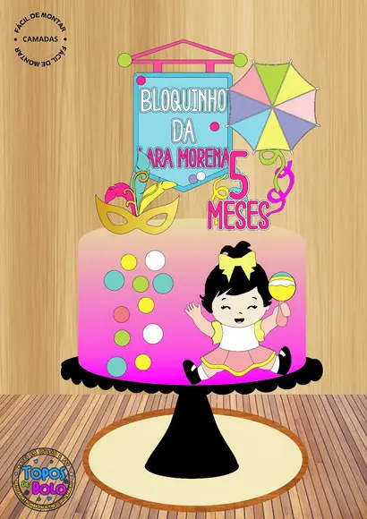 Arquivo de Corte Topo de Bolo Menina Bloquinho Cute